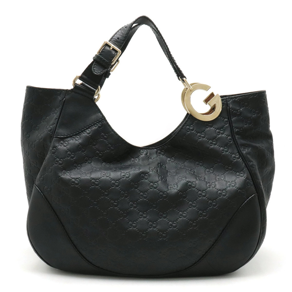 Gucci Guccissima Tote Bag Shoulder Hobo Leather Black